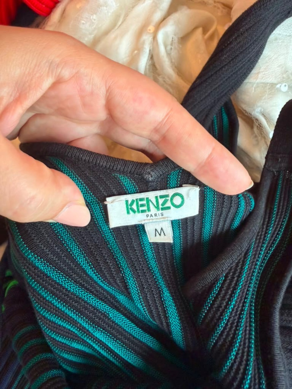 Kenzo Black Bodice Maxi Dress with Teal and Lime Pleats - Picture 3 of 3
